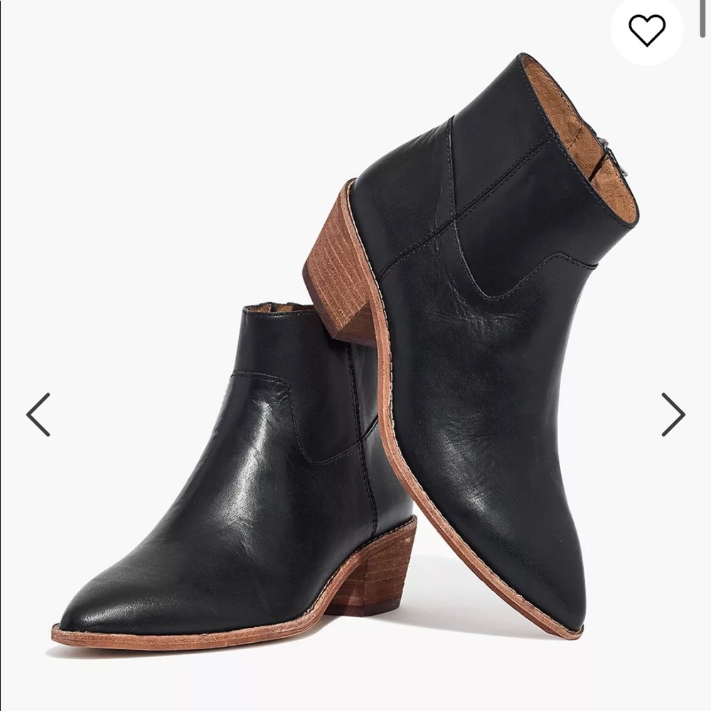 Madewell Charley Black Leather Booties Size 8